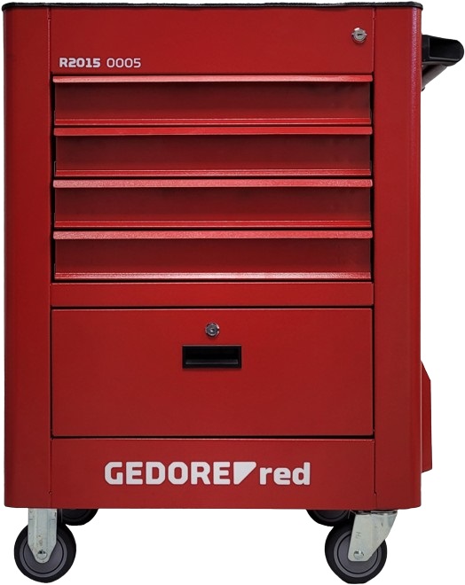 Carro para ferramentas vermelho 743mm x 413mm x 921mm 4 gavetas 3301653 GEDORE RED