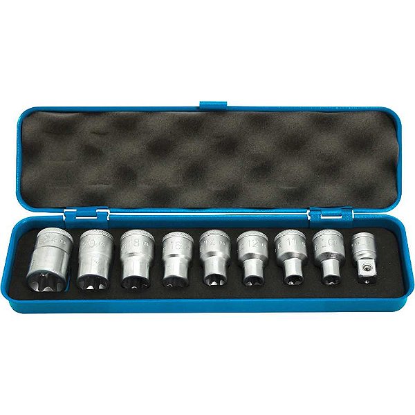 Jogo de soquetes hexalobular encaixe de 1/2" 9 peças 015644 GEDORE