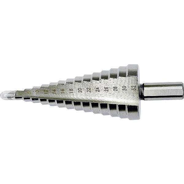 Broca de aço rápido escalonada 4mm a 32mm VONDER