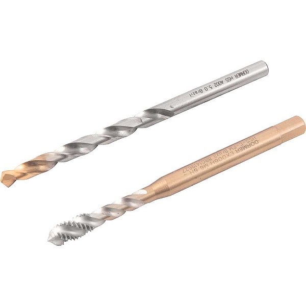 Jogo duopack macho máquina com canal helicoidal 6mm x 1,00mm com broca 5,0mm DORMER