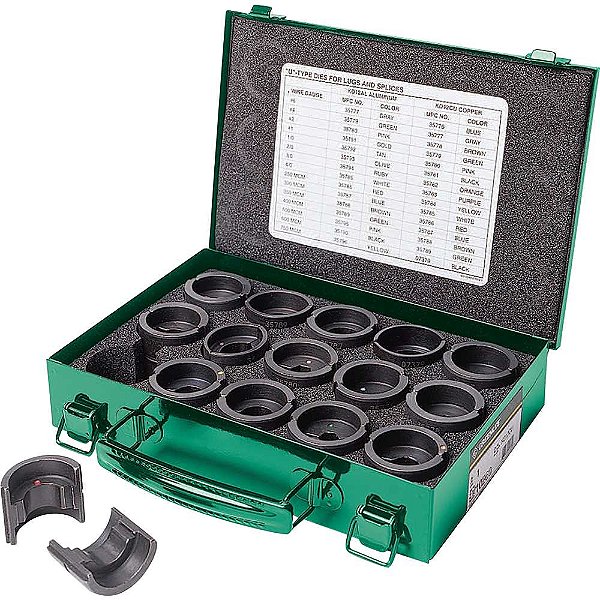 Jogo de matrizes para conectores de cobre 6 AWG a 750 MCM 16 peças GREENLEE