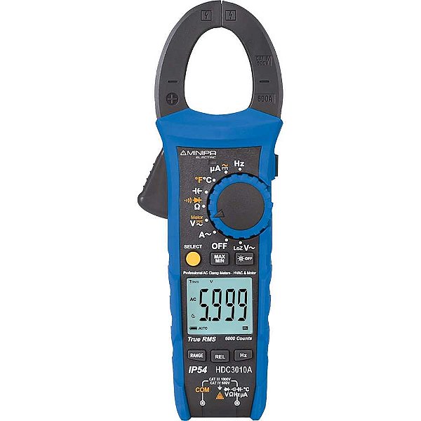 Alicate amperímetro digital CAT IV 600V / CAT III 1.000V HDC3010A MINIPA