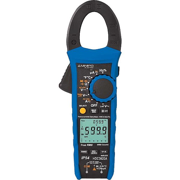 Alicate amperímetro digital CAT IV 600V / CAT III 1.000V HDC3020A MINIPA