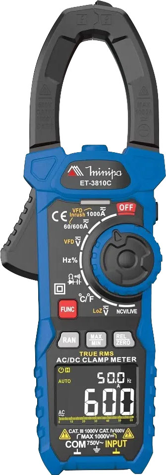 Alicate amperímetro digital CAT IV 600V / CAT III 1.000V ET-3810C MINIPA