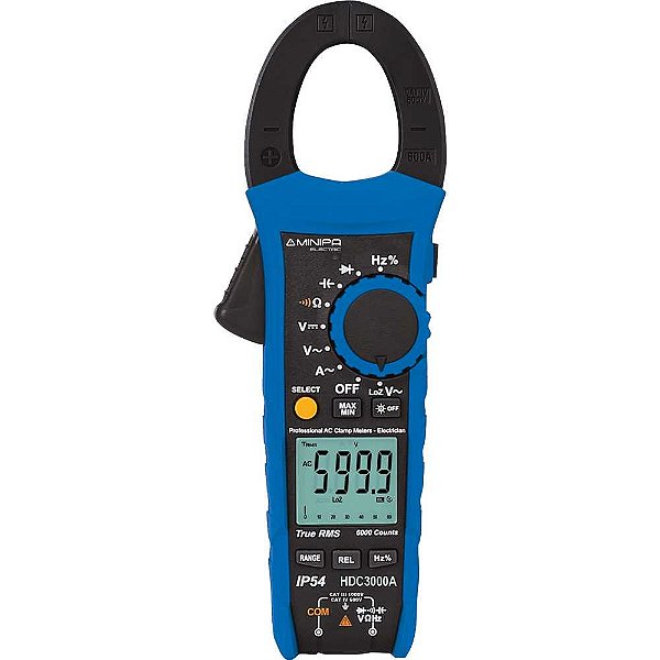 Alicate amperímetro digital CAT IV 600V / CAT III 1.000V HDC3000A MINIPA