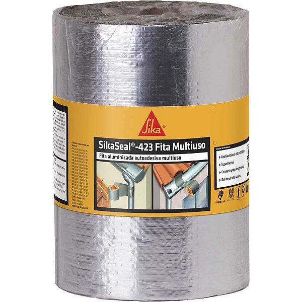 Fita adesiva alumínio impermeável 200mm x 10m Sikaseal 423 770926 SIKA