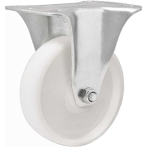 Rodízio fixo industrial leve 8" de nylon branco VONDER