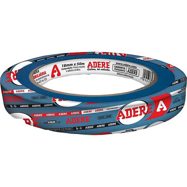 Fita crepe para pintura imobiliária 18mm x 50m azul 527 ADERE - 72 unidades