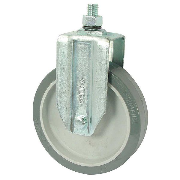 Rodízio fixo leve 5" de resina termoplástica cinza com rosca FLE 512 BP SCHIOPPA