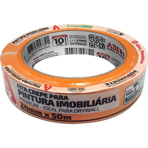 Fita crepe 24mm x 50m laranja Pintura Imobiliária A128RL ADERE