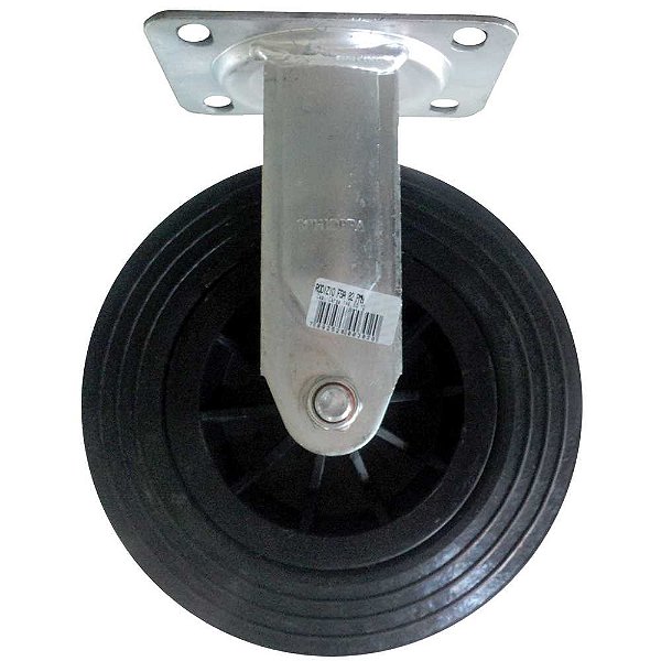 Rodízio fixo médio 8" de borracha maciça preto FSA 82 PMN SCHIOPPA
