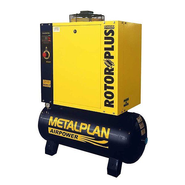 Compressor rotativo de parafuso 24,9 pcm 6hp 145 lbf/pol² 220V trifásico ROTORPLUS0063AC METALPLAN
