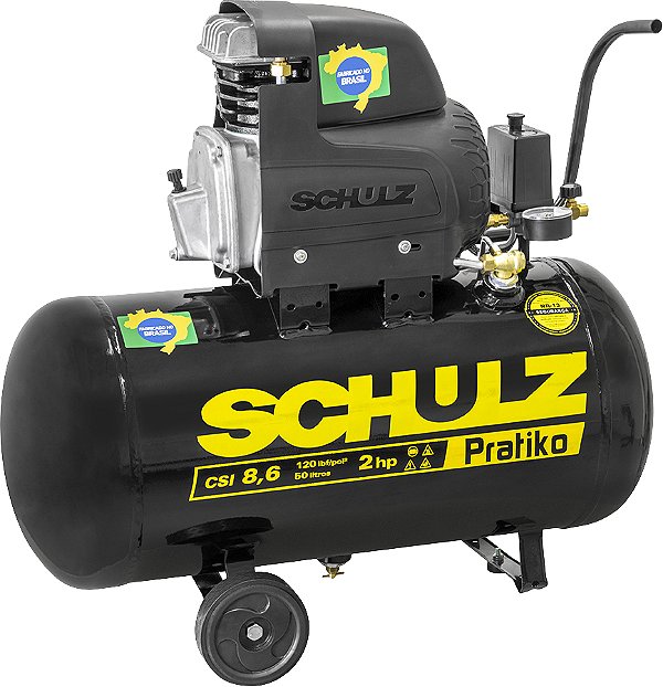 Motocompressor de ar 8,6 pcm 46 litros 127V Pratiko CSI 8,6/50 9150427-0 SCHULZ