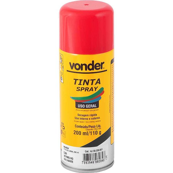 Tinta em spray vermelha com 200ml VONDER