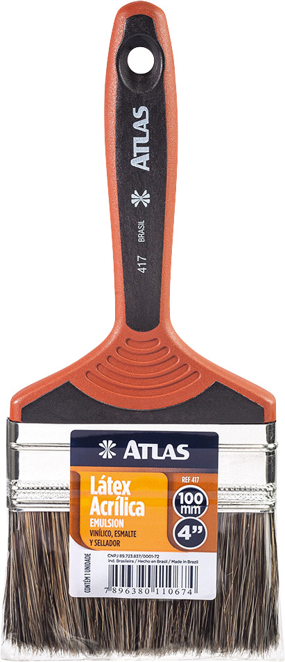 Pincel de cerda gris 4" para tintas látex e acrílicas 417/9 ATLAS