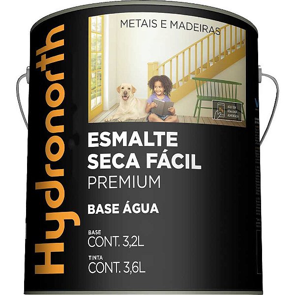 Tinta esmalte brilhante 3,6L branco neve base d'água Seca Fácil Premium HYDRONORTH