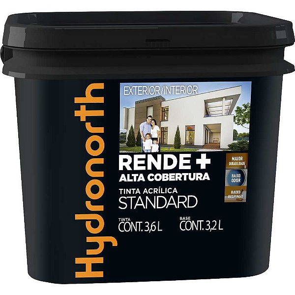 Tinta acrílica fosca 3,6 litros cor palha Rende + Alta Cobertura Standard HYDRONORTH