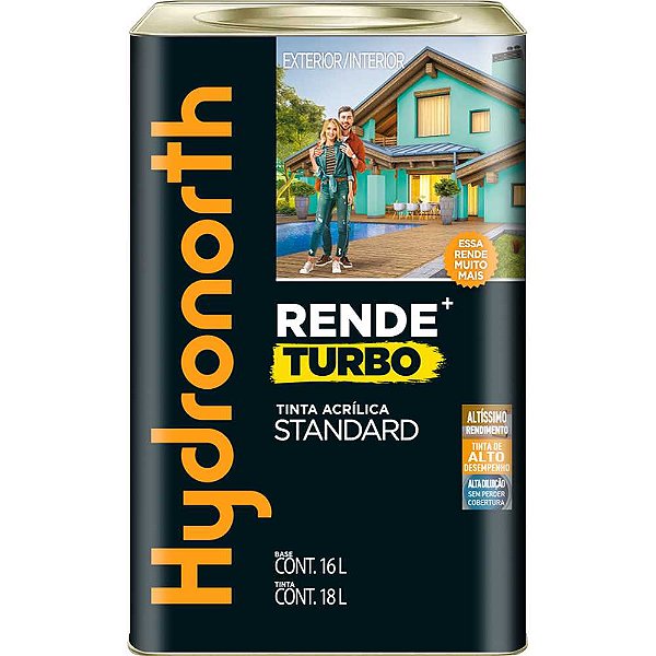 Tinta acrílica fosca branco neve 18 litros Rende + Turbo Stardard HYDRONORTH