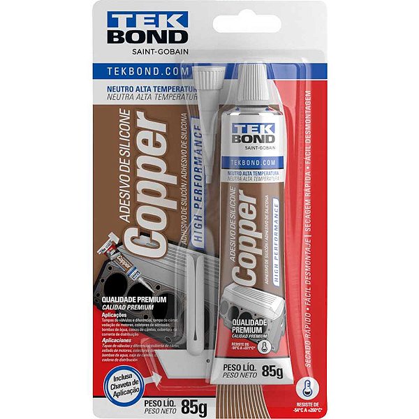 Borracha de silicone neutro cobre 85g TEKBOND