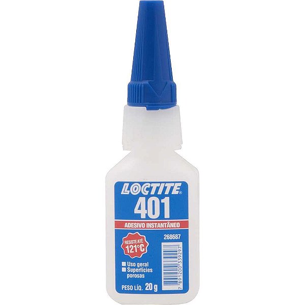 Adesivo instantâneo cianoacrilato industrial 401 20g LOCTITE