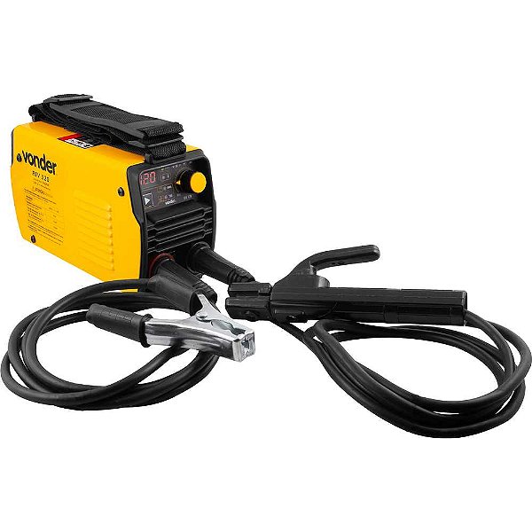 Inversor para solda com eletrodo e TIG 120 A RIV 120 com display digital e maleta plástica 220V monofásico VONDER