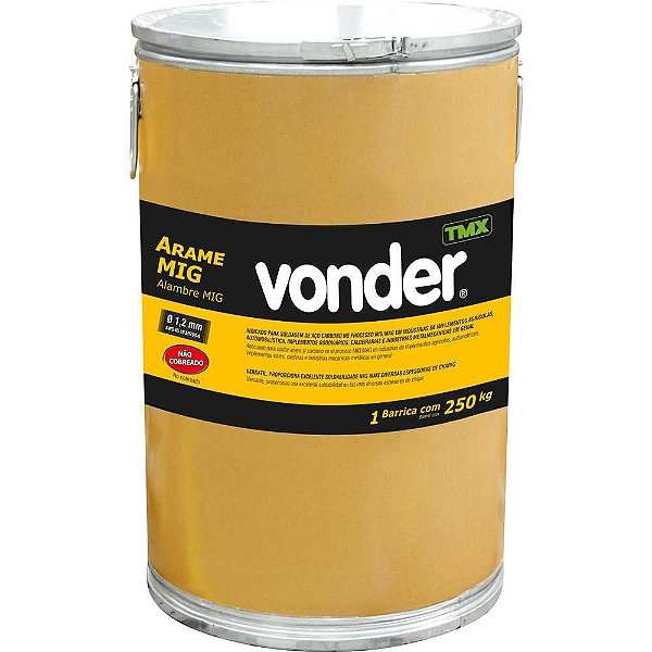 Arame MIG/MAG 1,2mm não cobreado barrica com 250kg VONDER