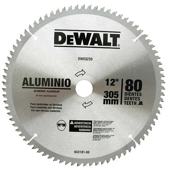 Lâmina de serra circular com vídea para alumínio 305mm x 30mm x 80 dentes DEWALT