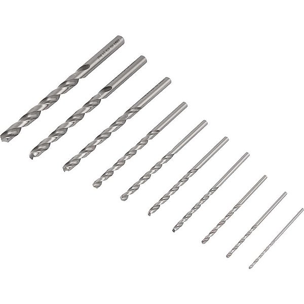 Jogo de brocas de aço rápido DIN 338 1/16" a 1/4" com 10 peças DORMER