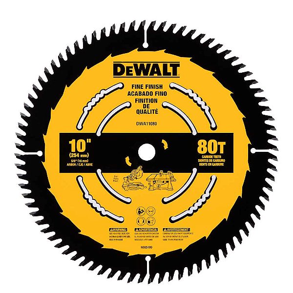 Lâmina de serra circular 10" (254 mm) x 16,0mm x 1,75mm 80 dentes de metal duro para madeira DWA11080 DEWALT