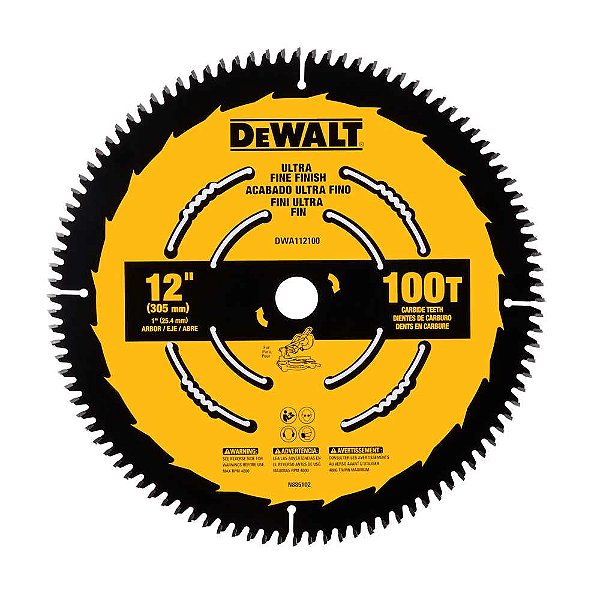Lâmina de serra circular 12" (305 mm) x 25,4mm x 2,0mm 100 dentes de metal duro para madeira DWA112100 DEWALT