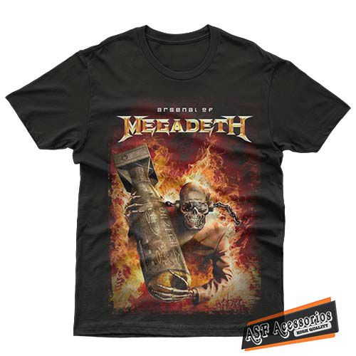 Camiseta  em algodão Megadeth estampa em Silk screen