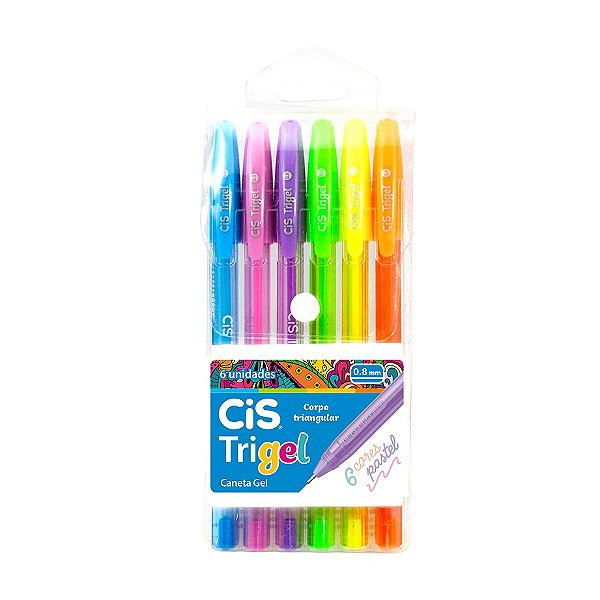 Caneta CIS Trigel - KIT 6 Cores Pastéis