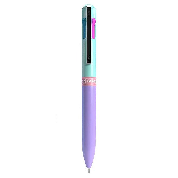 Caneta Esferográfica CIS Candy 4x1 - Verde/Lilás
