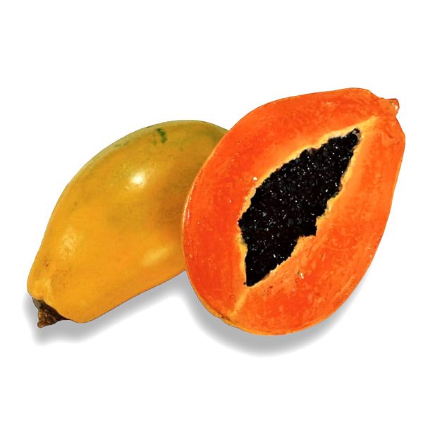 Mamão Metade artificial para decoração.