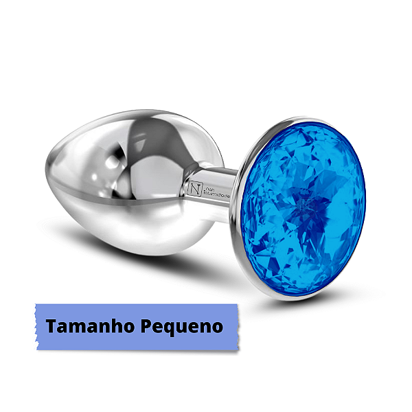 Plug Anal de Metal Cromado Pequeno com Joia Cores Variadas
