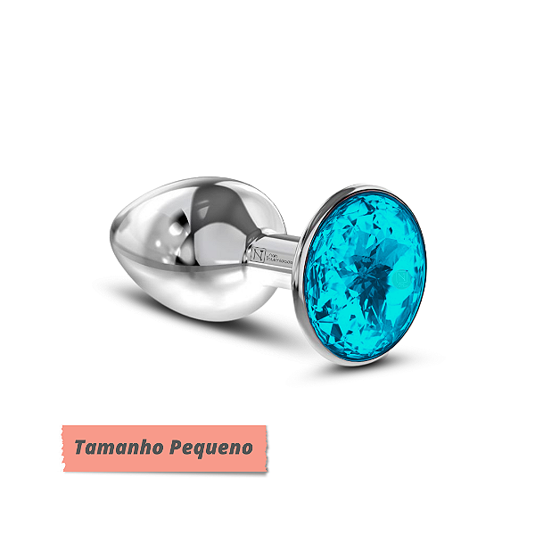Plug Anal de Metal Cromado Pequeno com Joia Cores Variadas