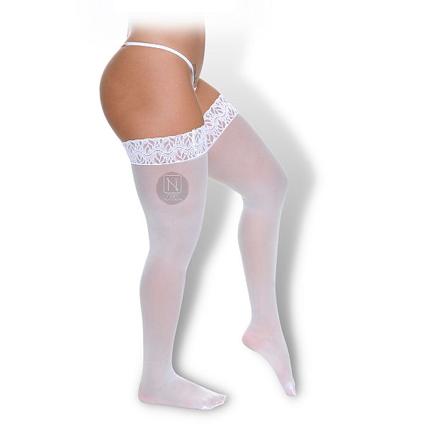 Meia 7/8 Lisa com Renda