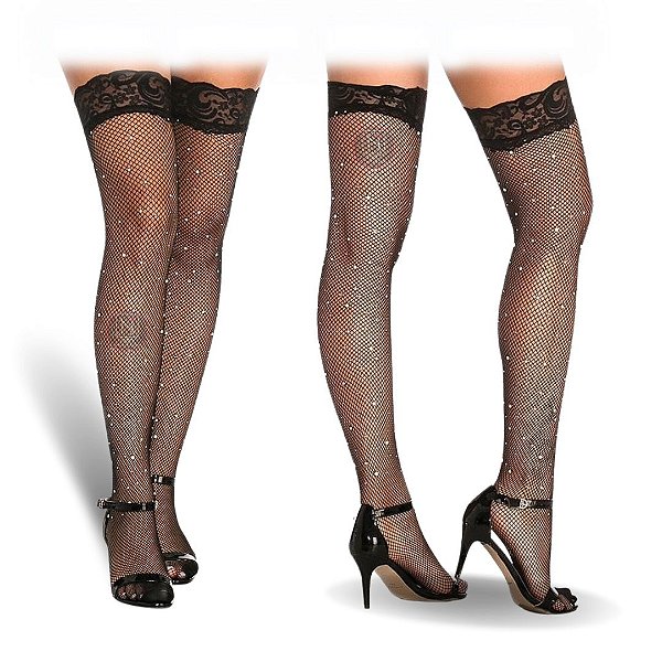 Meia 7/8 Arrastão com Strass