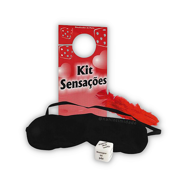 Kit Sensações com Dado, Pena e Venda para Olhos