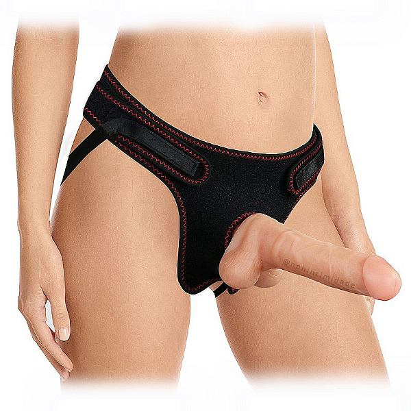 Cinta Luxo Strap On com Pênis Realístico com Ventosa - 20x4cm