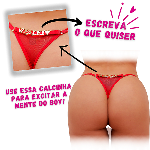 Calcinha Personalizável - Tamanho Único - Letras Vendidas Separadamente