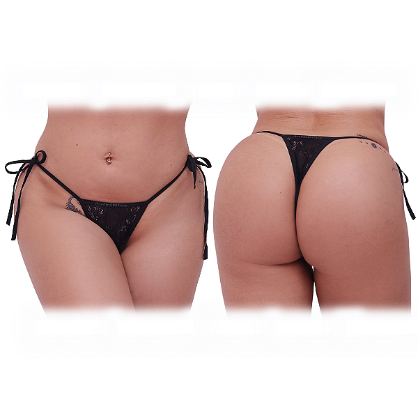 Calcinha Fio Dental de Lacinho com Abertura Embaixo Apressadinha - Tamanho Único