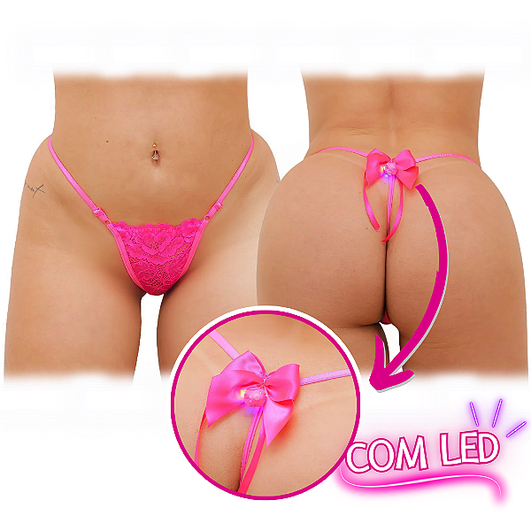 Calcinha Fio Dental Neon Lação com Led