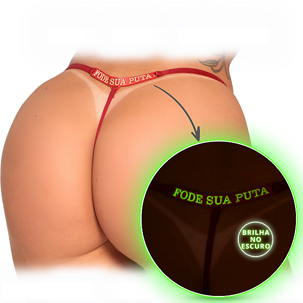 Calcinha Fio com Frase que Brilha no Escuro - Tamanho Único
