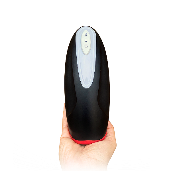 Masturbador Lanterna Com Vibração, Sucção e Aquecimento - Recarregável - Preto