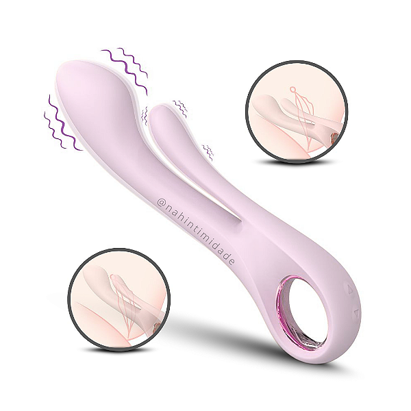 Keathe - Vibrador de Ponto G e Clitóris em Slicone Com Alça de Metal - Recarregável - Rosa