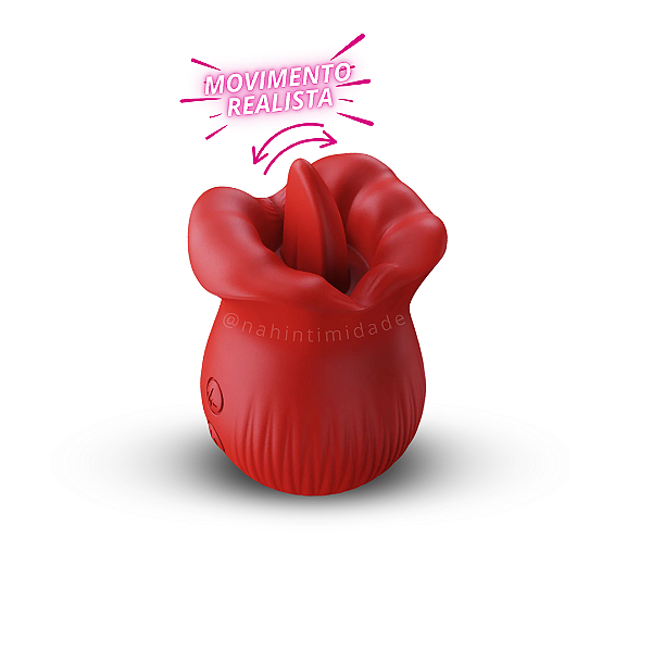 Rosa do Prazer Formato de Boca com Língua com 10 Velocidades e Vibrações - Recarregável