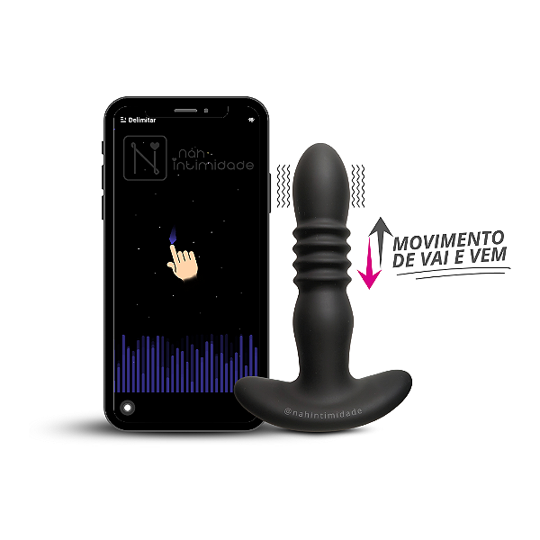Plug Anal com Vibro e Movimento de Vai e Vem com Controle por APP - Recarregável