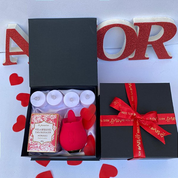 Kit O Último Romântico - Vela de Massagem, Velas decorativas e Vibrador Linguinha
