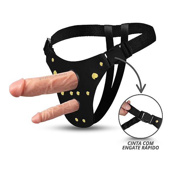 Cinta para Dupla Penetração com 2 Próteses Inclusas - Bege